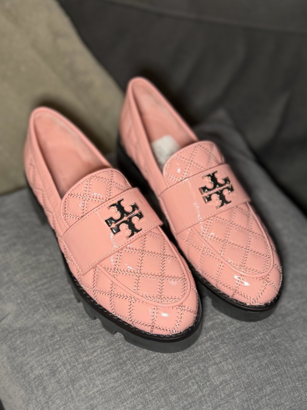 NWOT Tory Burch Women's Pink Mini Everly Chunky Leather Loafer Shoes Size 5.5 - Picture 5 of 11